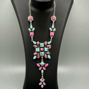 Cotton Candy Dahlia Turquoise Sterling Silver 925 Handmade Necklace OOAK